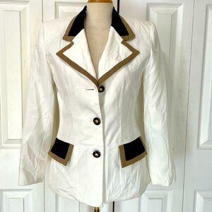 Vintage Sterling Cooper London White and Black Women's Blazer Size 8